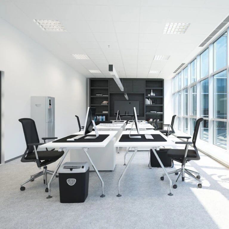 Modern office space with desks and chairs